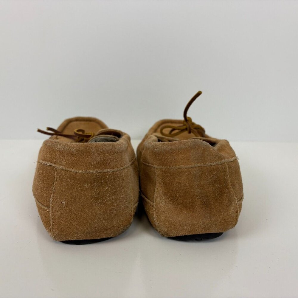 Minnietonka Leather Lace Softsole Slippers Mens Size 12 Tan Brown - Picture 5 of 7